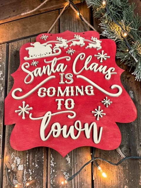 Santa Coming To Town Door Hanger