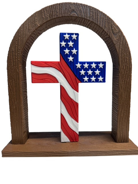 Floating Cross with American Flag